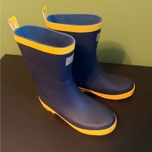 Hatley Navy and Yellow Kids Rain Boots